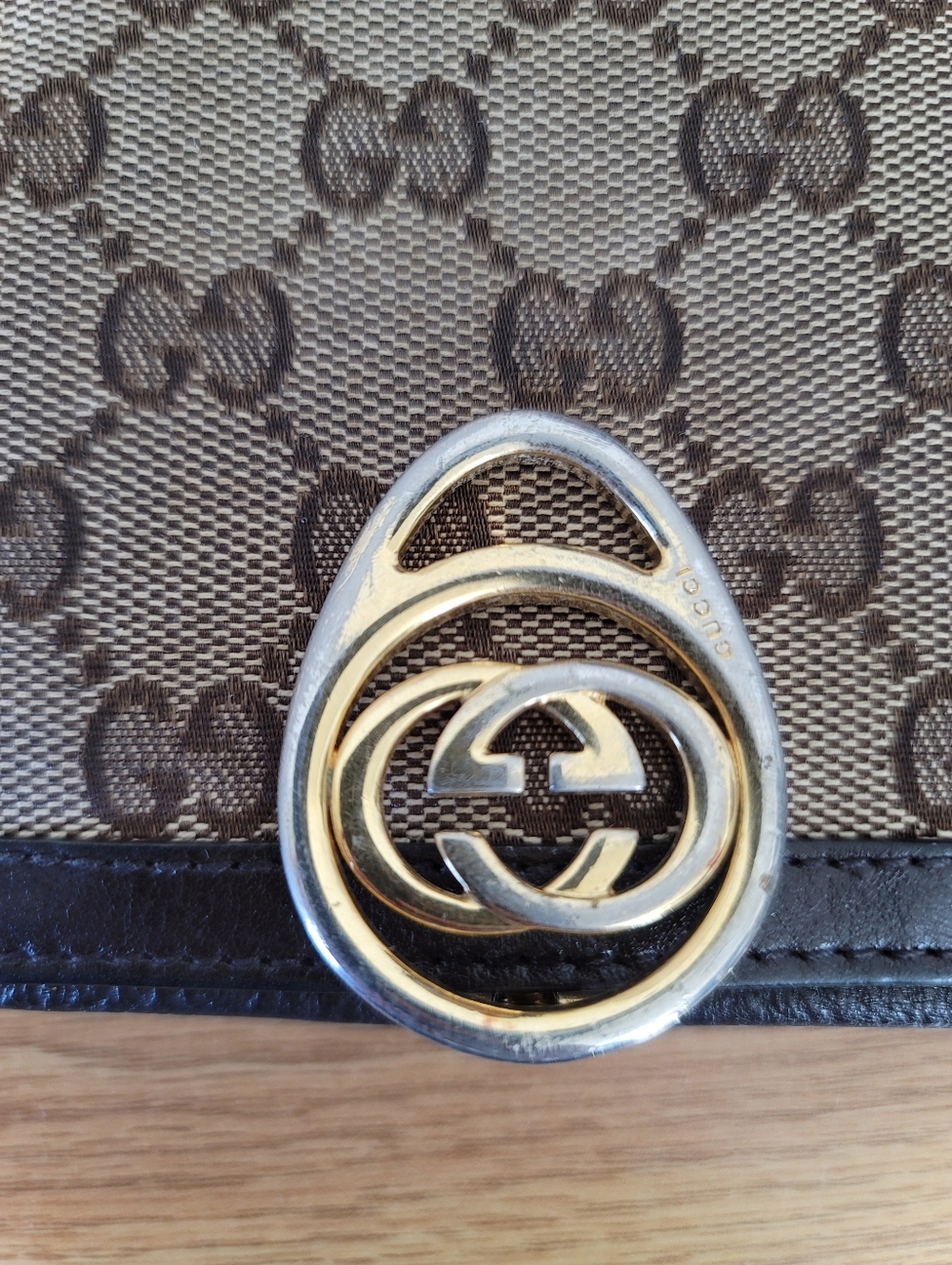 Gucci Brown/Beige GG Canvas and Leather Interlocking Icon French Wallet - Picture 10 of 13